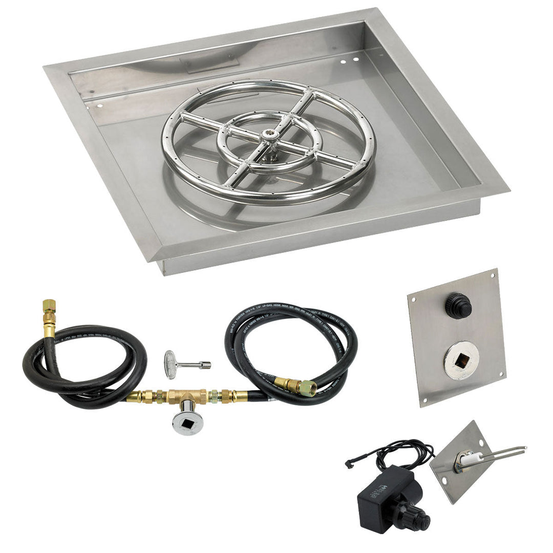 18" Drop in Burner Pan Square with Spark Ignition - Outdoor Fire and Patio