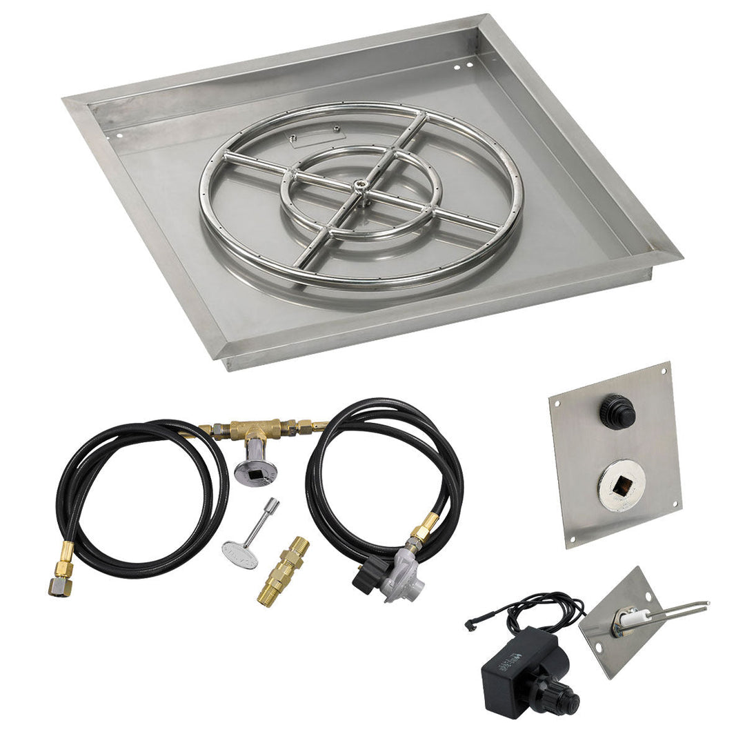 24" Drop in Burner Pan Square with Spark Ignition - Outdoor Fire and Patio