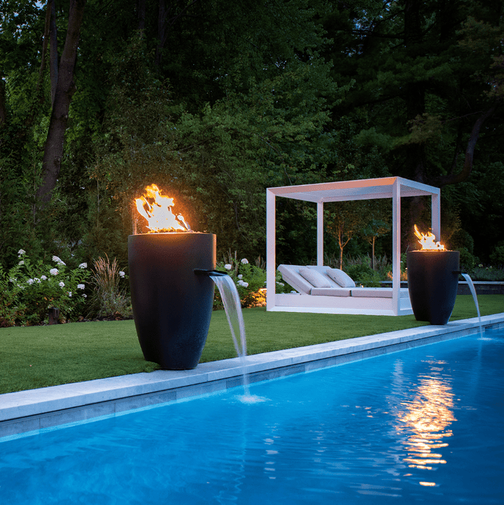 Concrete Pool Fire Bowls | Pool Fire Features | Fire Pits with Water ...