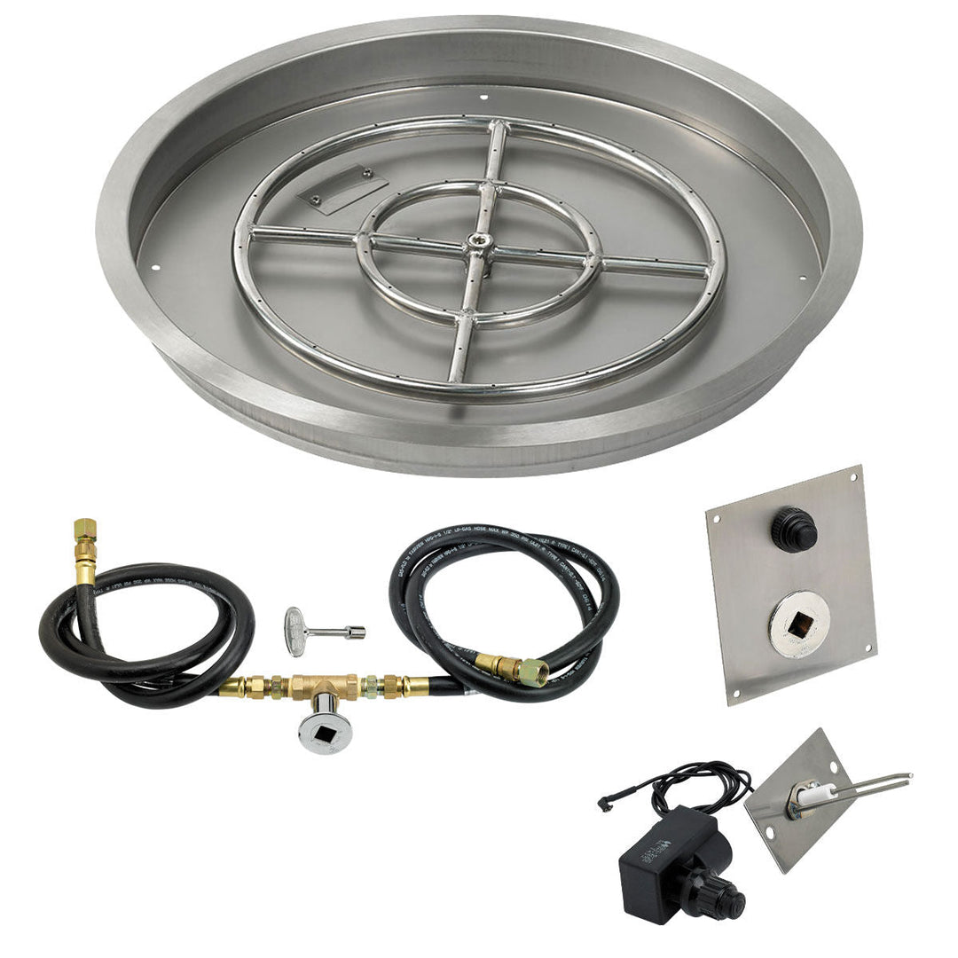 25" Drop in Burner Pan. Round. Spark Ignition - Outdoor Fire and Patio