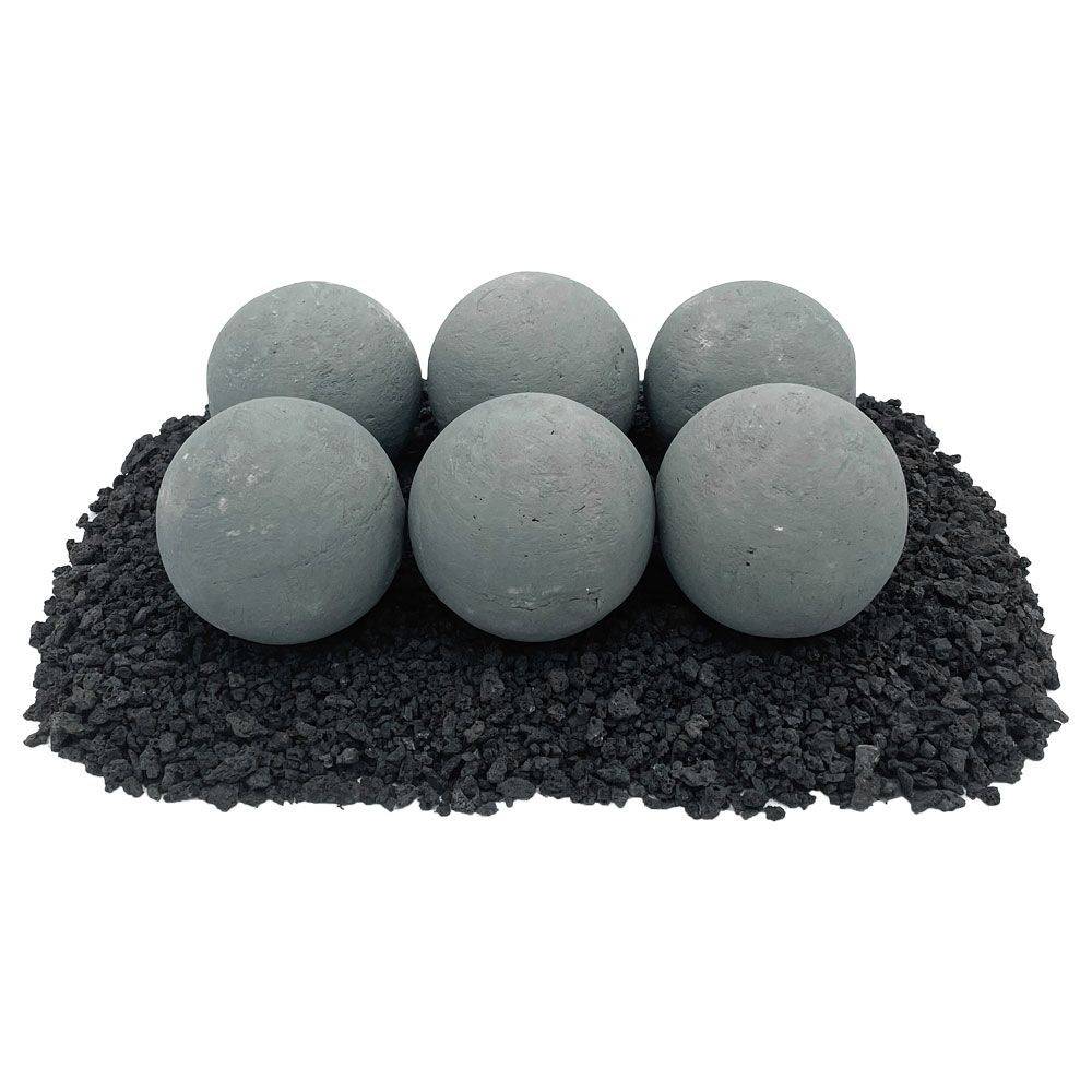 4" Cape Gray Lite Stone Fire Balls - Set of 6 - Outdoor Fire and Patio