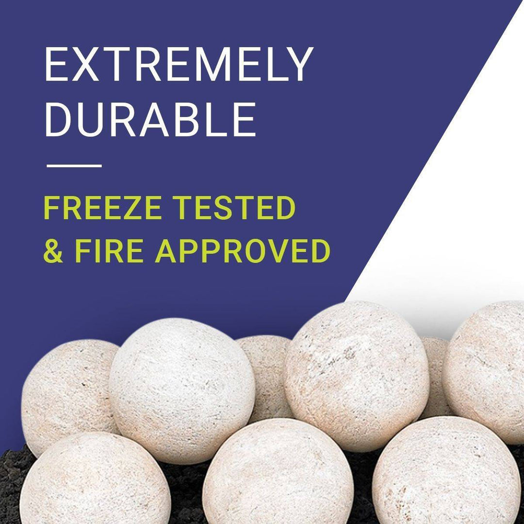 4" Cottage White Lite Stone Fire Balls - Set of 6 - Outdoor Fire and Patio