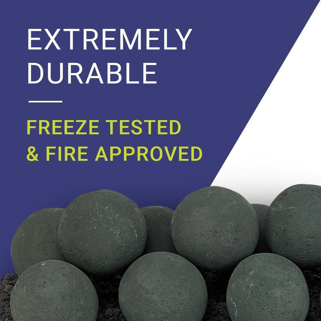 4" Matte Black Lite Stone Fire Balls - Set of 6 - Outdoor Fire and Patio