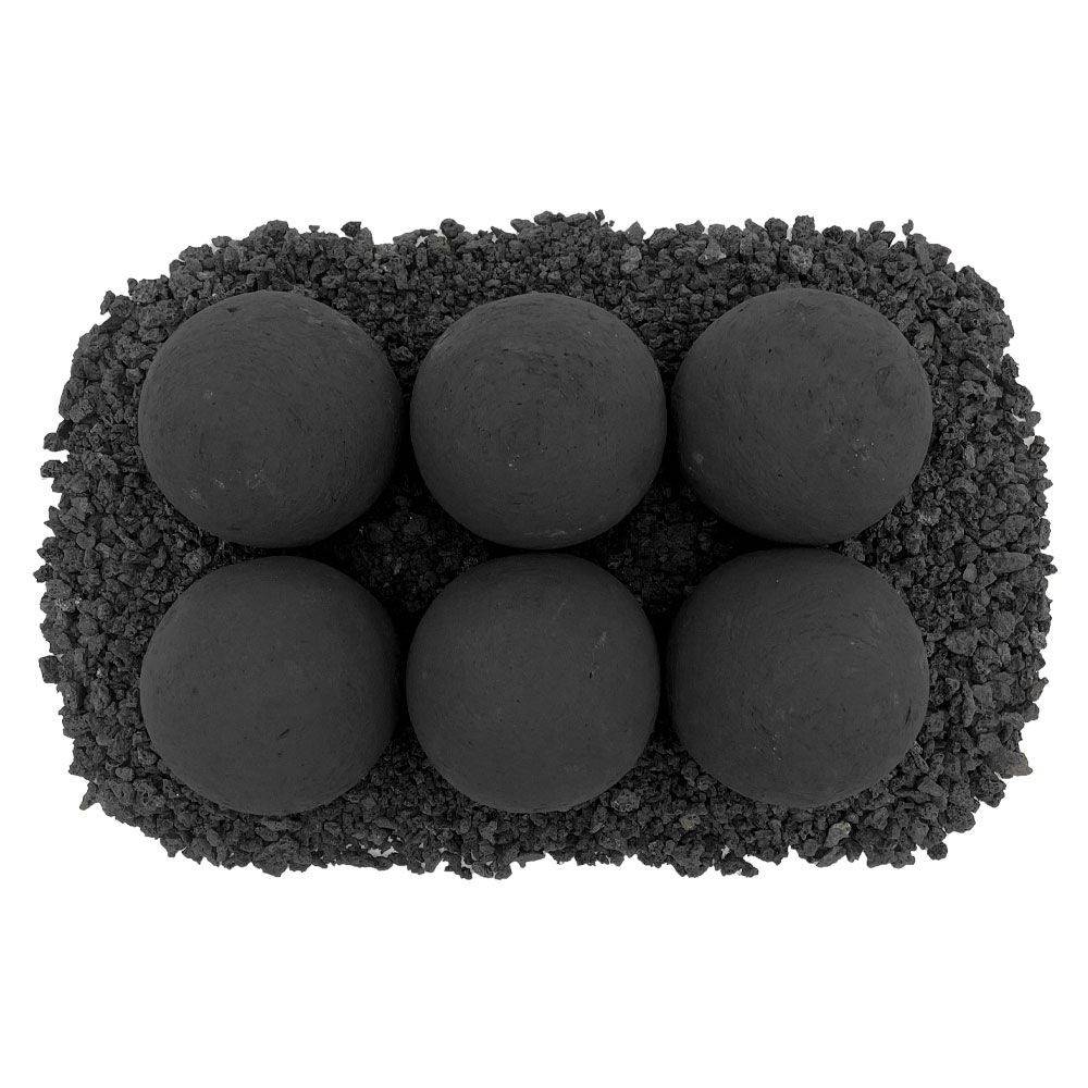 4" Matte Black Lite Stone Fire Balls - Set of 6 - Outdoor Fire and Patio