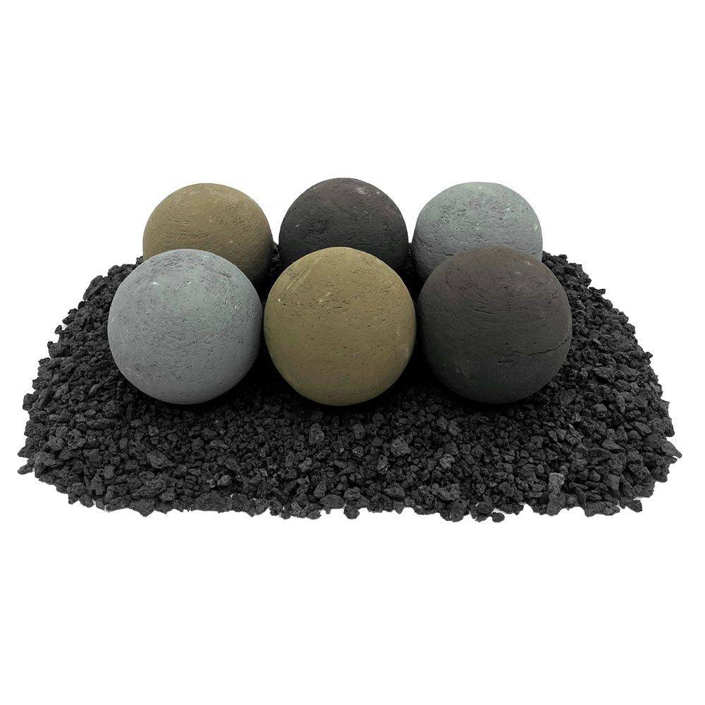4" Natural Lite Stone Fire Balls - Set of 6 - Outdoor Fire and Patio