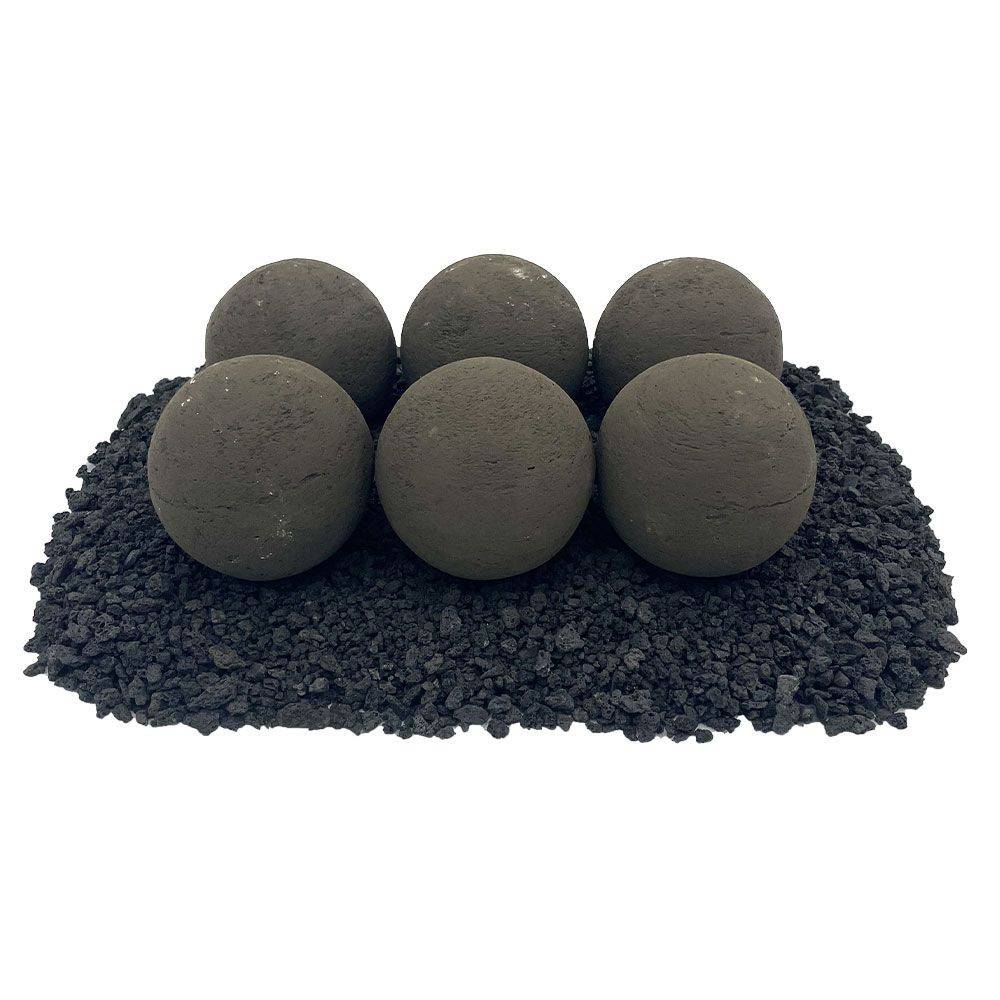 4" Thunder Gray Lite Stone Fire Balls - Set of 6 - Outdoor Fire and Patio