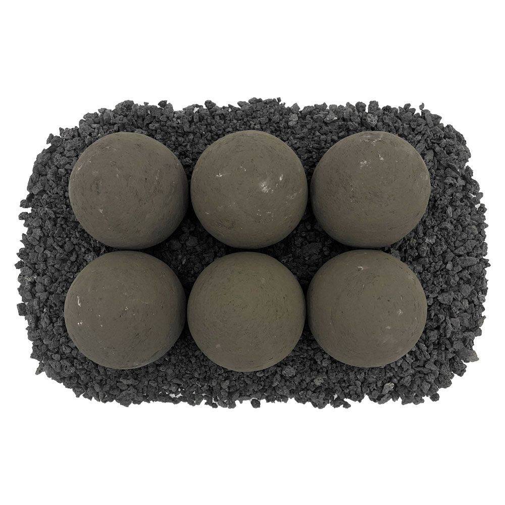 4" Thunder Gray Lite Stone Fire Balls - Set of 6 - Outdoor Fire and Patio