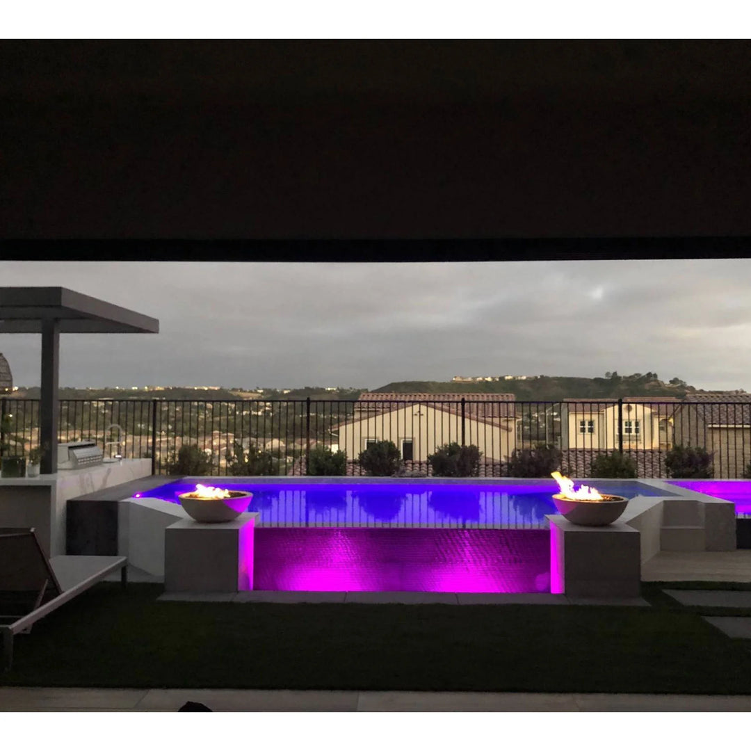 Classic Concrete Pool Fire Bowl W/ Scupper