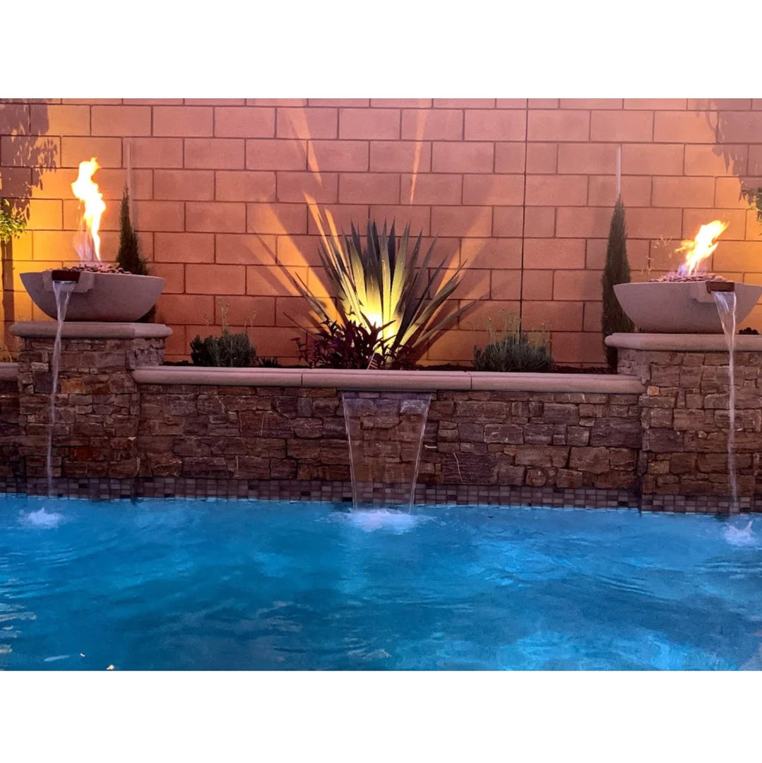 Classic Concrete Pool Fire Bowl W/ Scupper