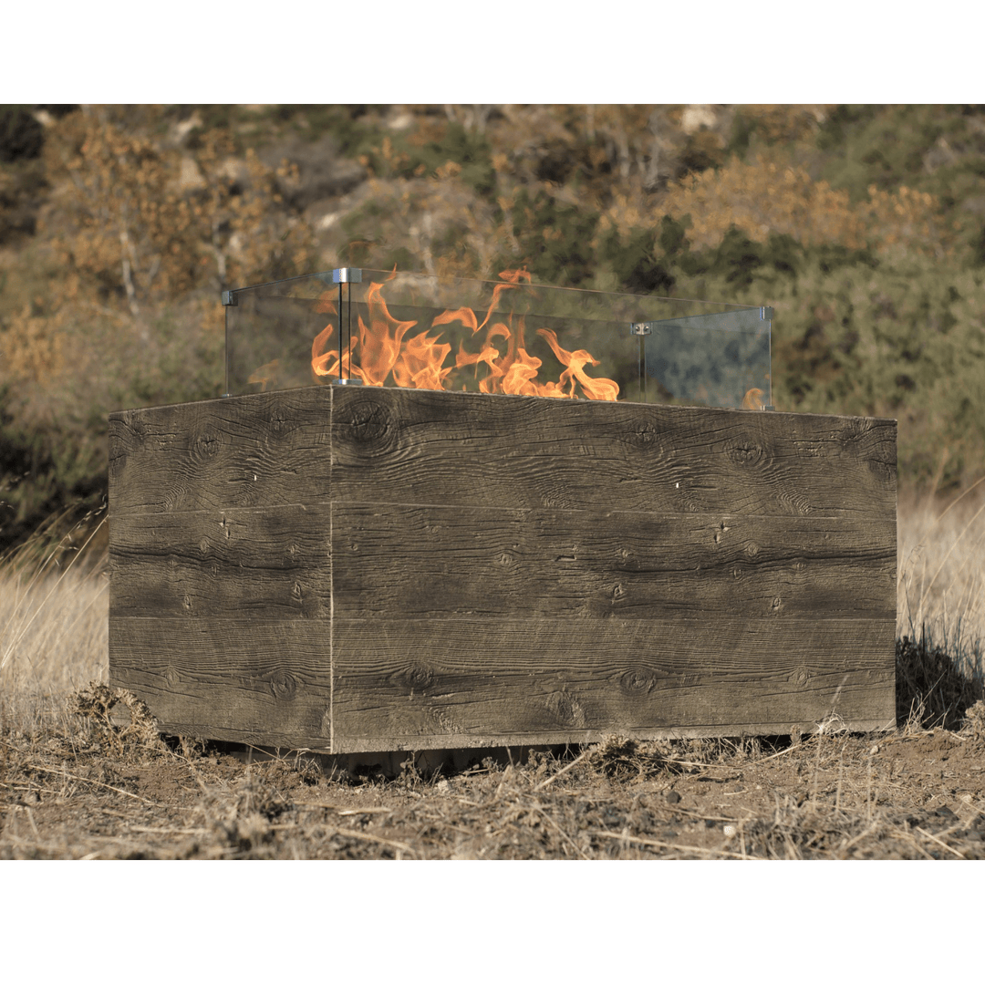 Catalina Wood Grain Fire Pit Table - Outdoor Fire and Patio