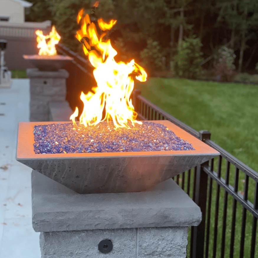Classic Concrete Fire Bowl Square - Outdoor Fire and Patio