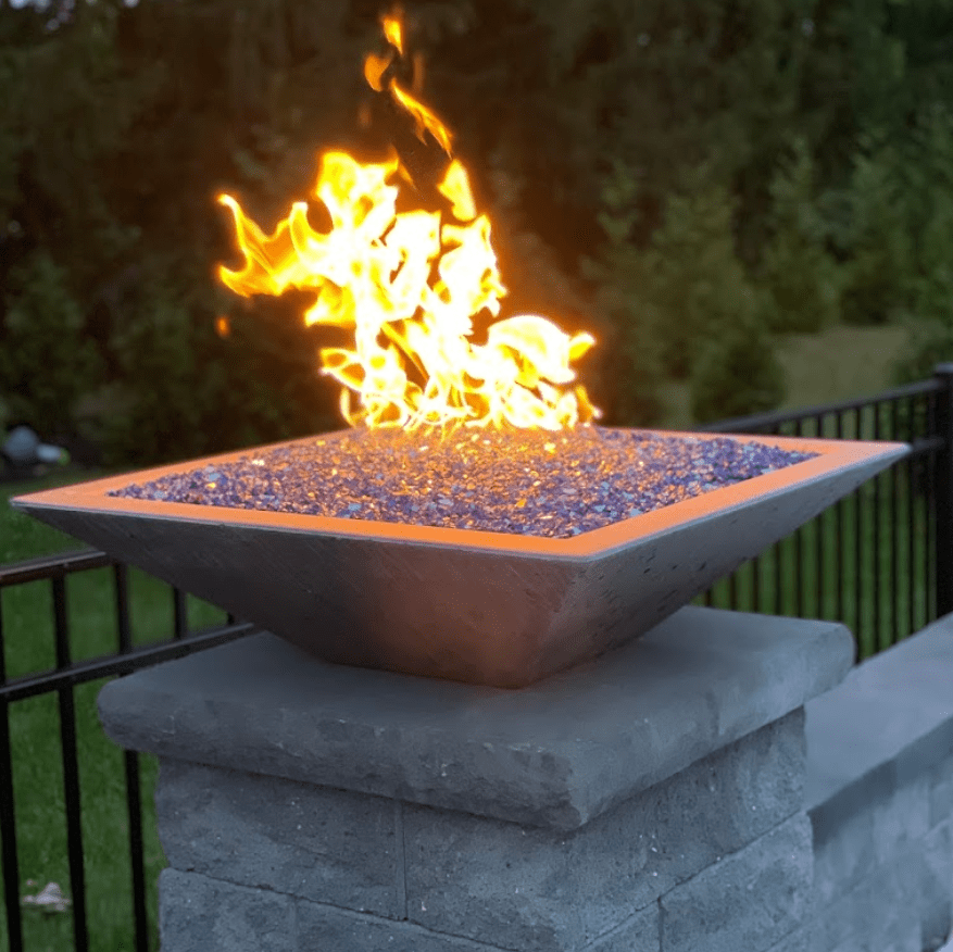 Classic Concrete Fire Bowl Square - Outdoor Fire and Patio