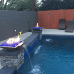 Load image into Gallery viewer, Classic Concrete Pool Fire Bowl Square with Scupper - Outdoor Fire and Patio