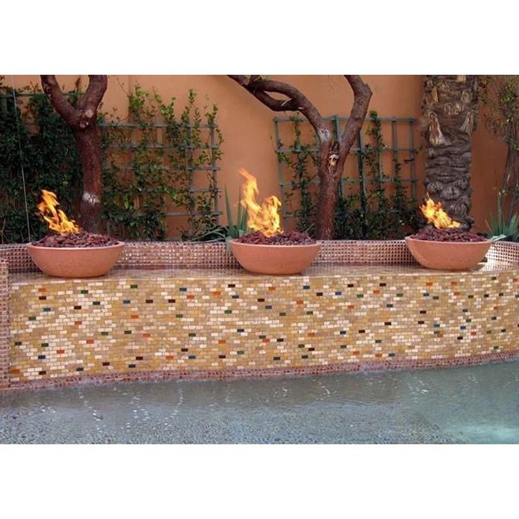 Classic Concrete Pool Fire Bowl W/ Scupper - Outdoor Fire and Patio
