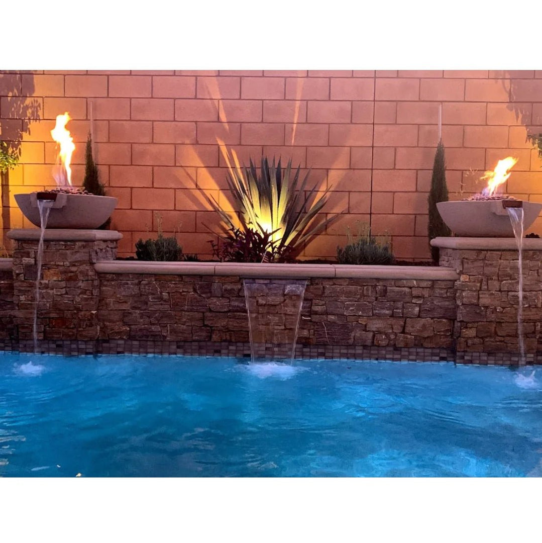 Classic Concrete Pool Fire Bowl W/ Scupper - Outdoor Fire and Patio