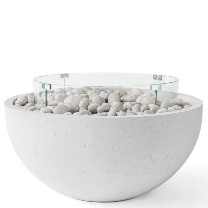 DEKKO Serenade 32" Concrete Gas Fire Bowl - Outdoor Fire and Patio