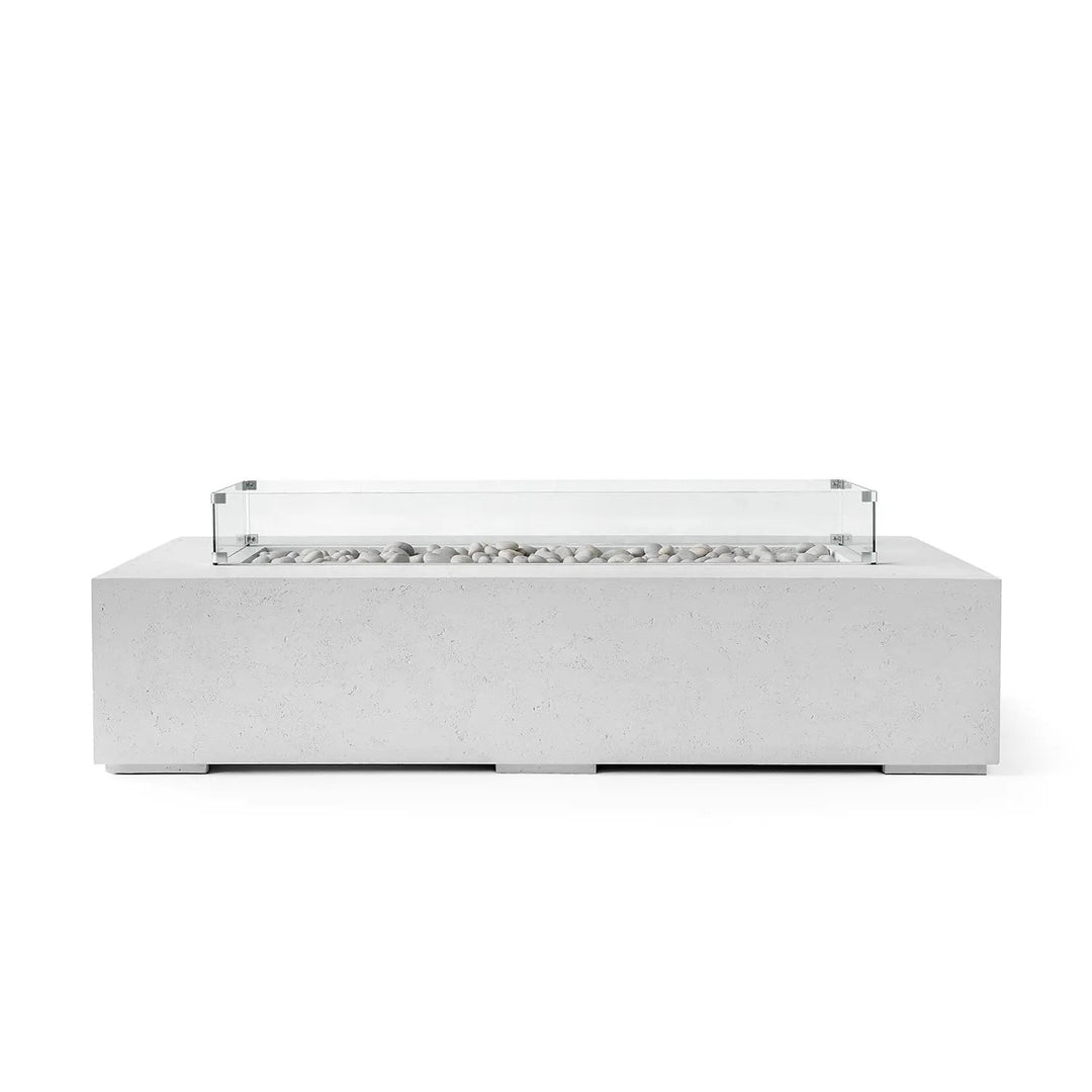 DEKKO Sonoma Rectangular Concrete Fire Pit Table - Outdoor Fire and Patio