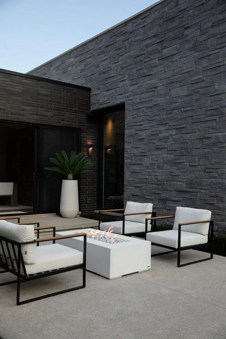 DEKKO Sonoma Rectangular Concrete Fire Pit Table - Outdoor Fire and Patio