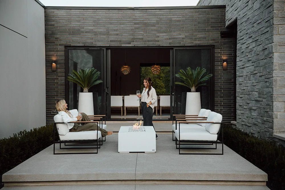 DEKKO Sonoma Rectangular Concrete Fire Pit Table - Outdoor Fire and Patio