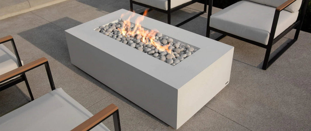 DEKKO Sonoma Rectangular Concrete Fire Pit Table - Outdoor Fire and Patio