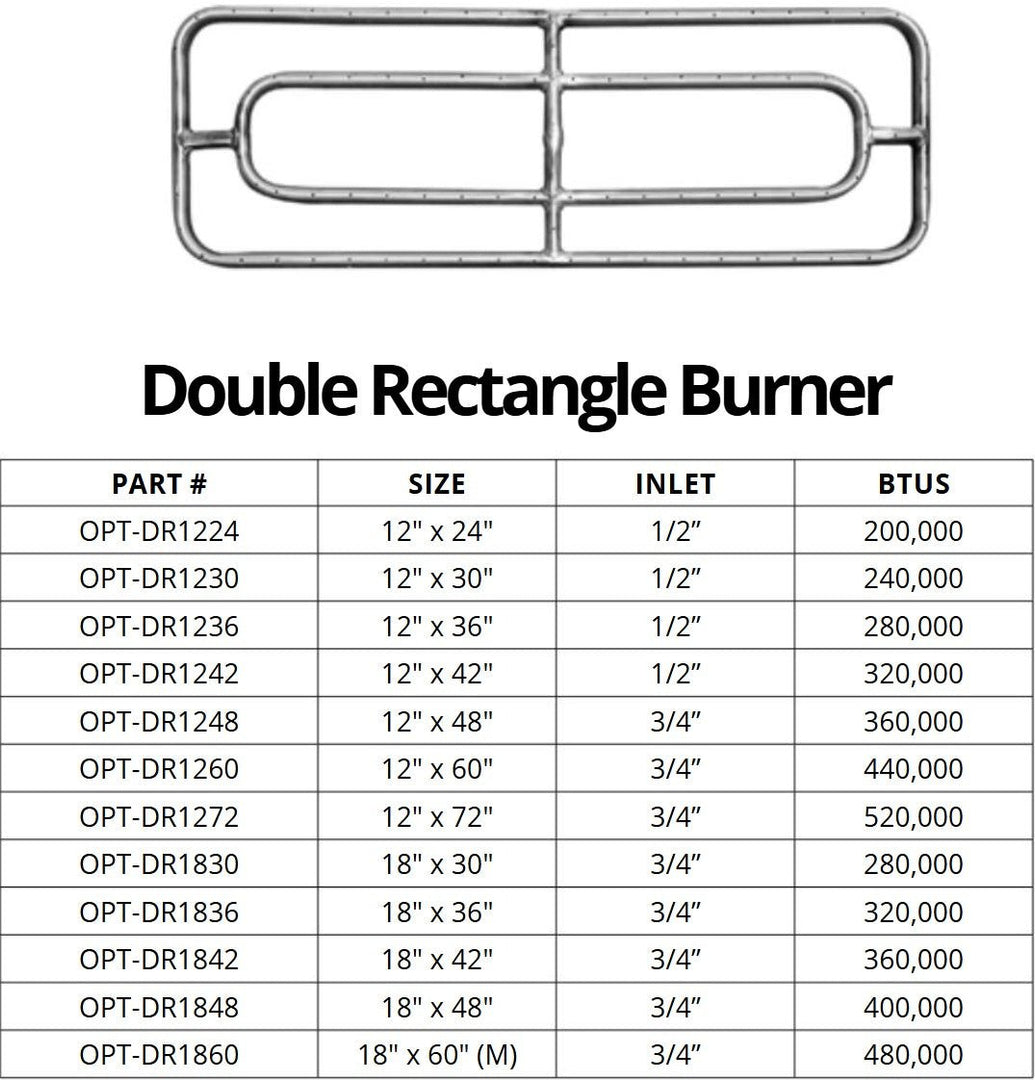 Double Rectangle Fire Pit Burner - Outdoor Fire and Patio