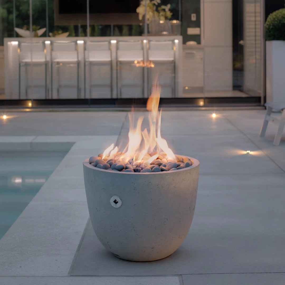 Element Round Concrete Gas Fire Bowl - Outdoor Fire & Patio