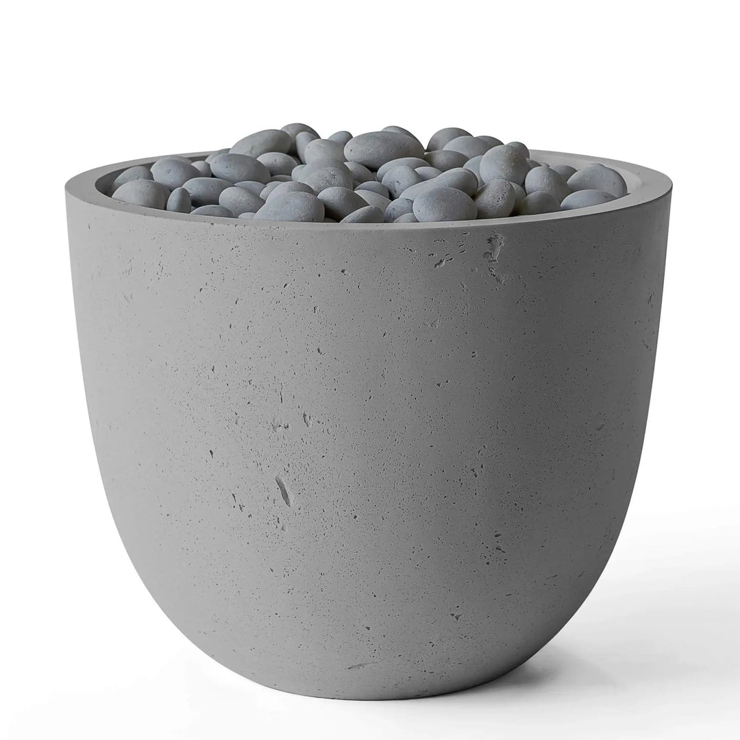 Element Round Concrete Gas Fire Bowl - Outdoor Fire & Patio