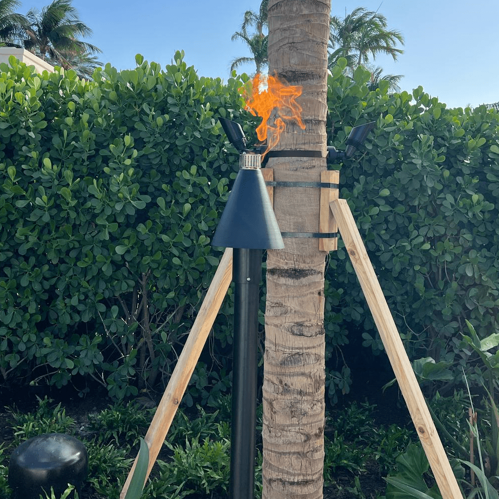 Gas Tiki Torch Manual Light Black Cone - Outdoor Fire and Patio