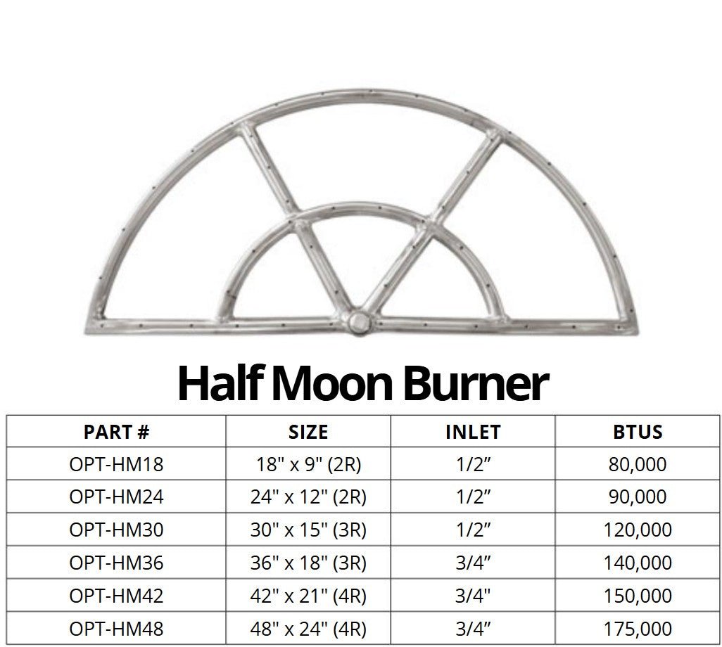 Half Moon Fire Pit Burner Ring - Outdoor Fire and Patio
