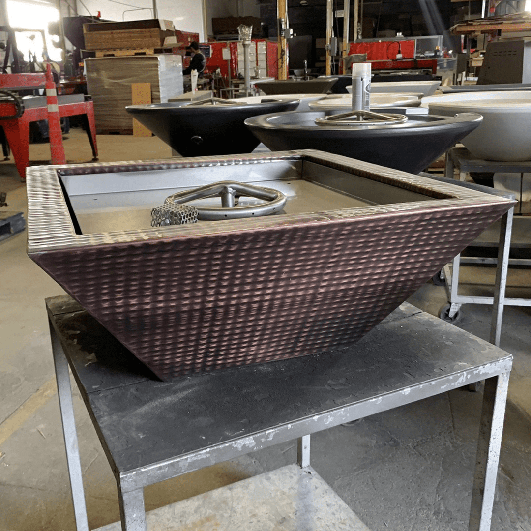 Maya Copper Fire Bowl - Hammered Copper - Outdoor Fire and Patio