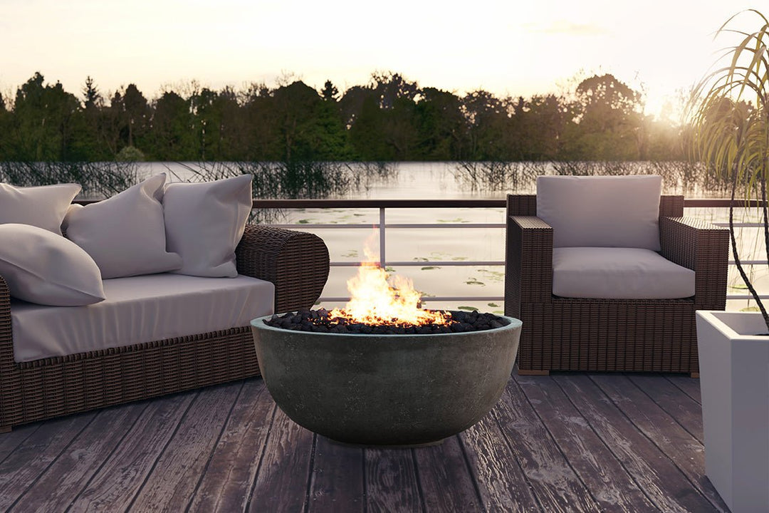 Prism Hardscapes Moderno 1 | 39" Concrete Fire Bowl - Outdoor Fire and Patio
