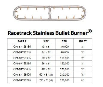 Racetrack Stainless Steel Bullet Burner | Premium Fire Pit Burner - Outdoor Fire & Patio
