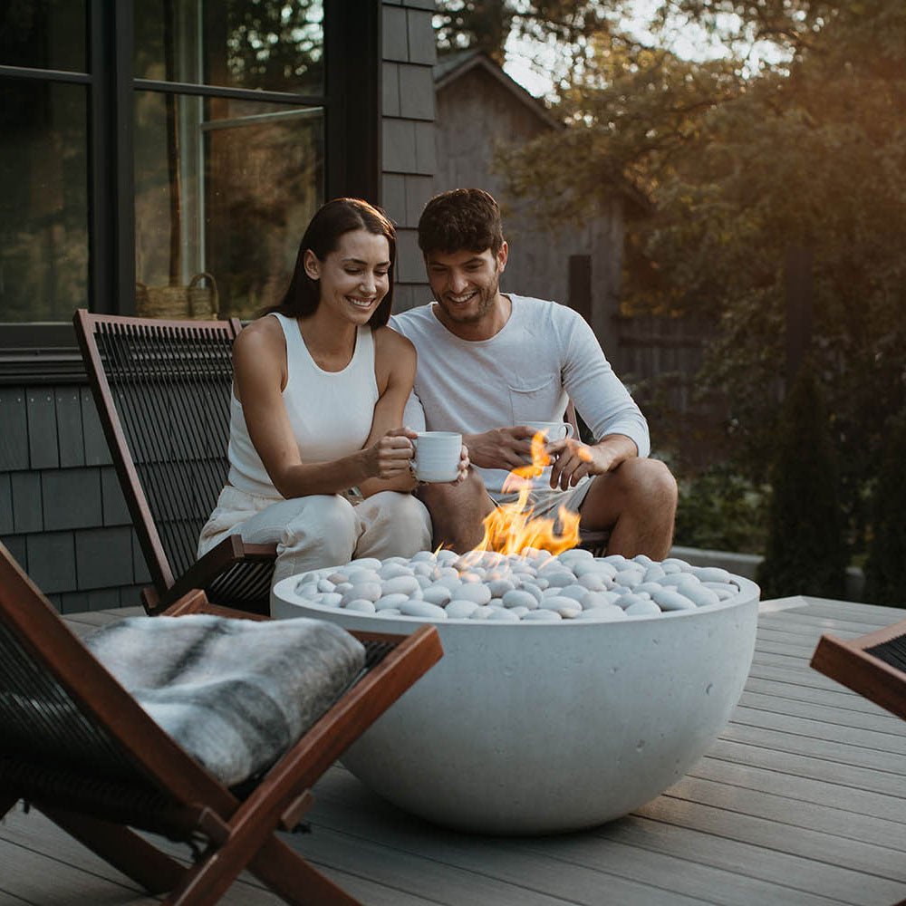 Serenade 32" Round Concrete Gas Fire Bowl - Outdoor Fire and Patio