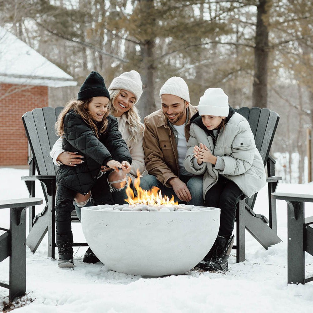 Serenade 32" Round Concrete Gas Fire Bowl - Outdoor Fire and Patio
