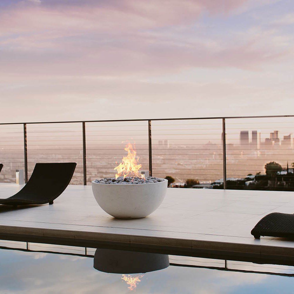 Serenade 32" Round Concrete Gas Fire Bowl - Outdoor Fire and Patio