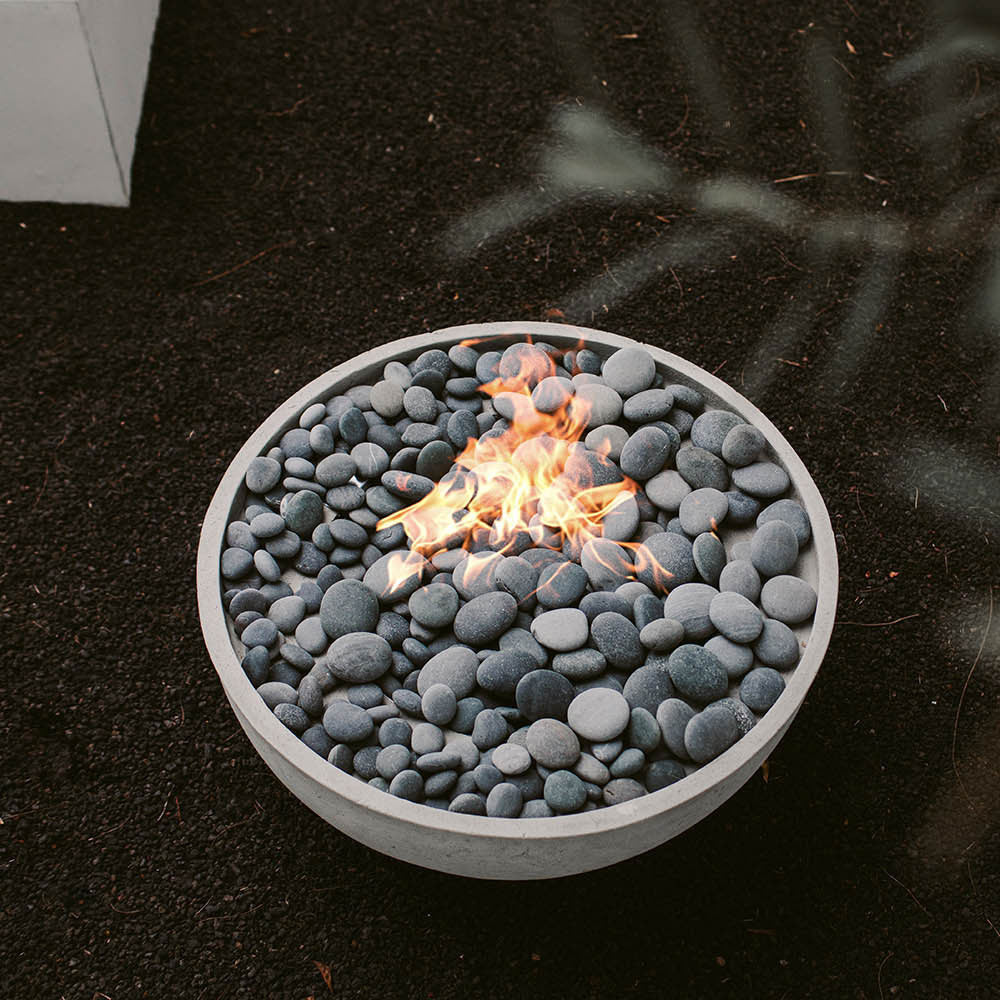 Serenade 32" Round Concrete Gas Fire Bowl - Outdoor Fire and Patio