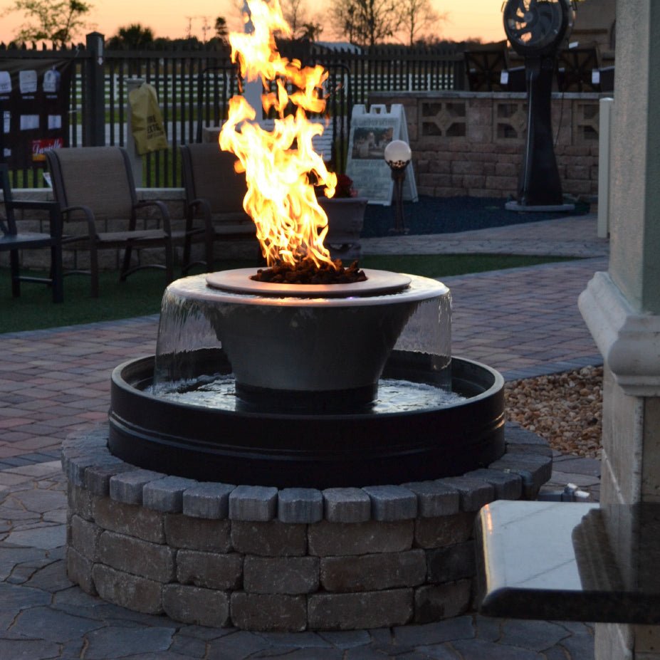 The Outdoor Plus 60" Olympian with 36" Cazo 360 Spill Fire & Water - Outdoor Fire & Patio