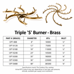 Load image into Gallery viewer, Triple S Brass Bullet Burner Round | Premium Fire Feature - Outdoor Fire &amp; Patio