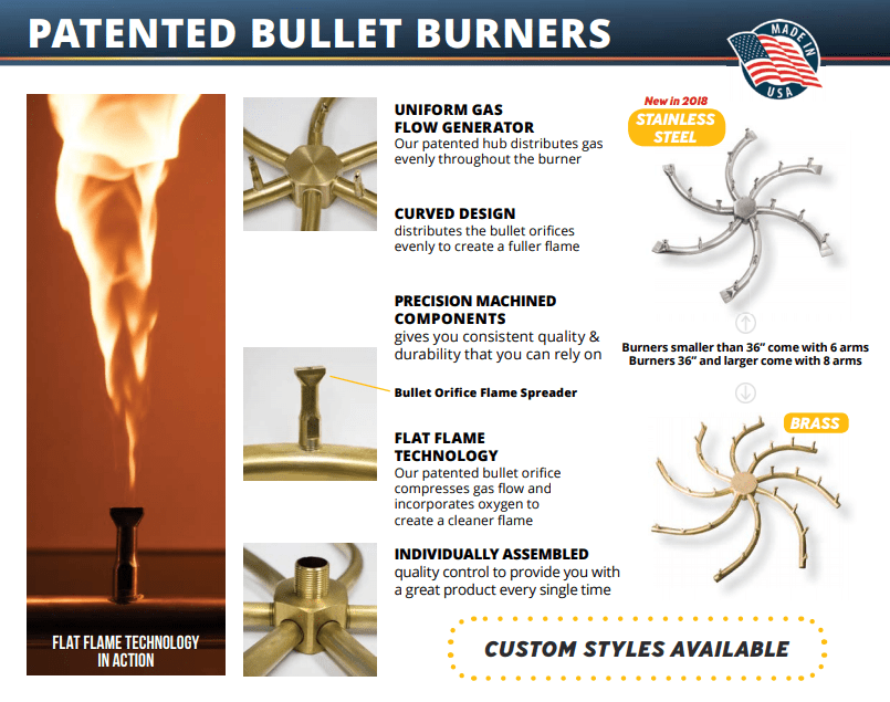 Triple 'S' Stainless Steel Bullet Burner - Outdoor Fire & Patio