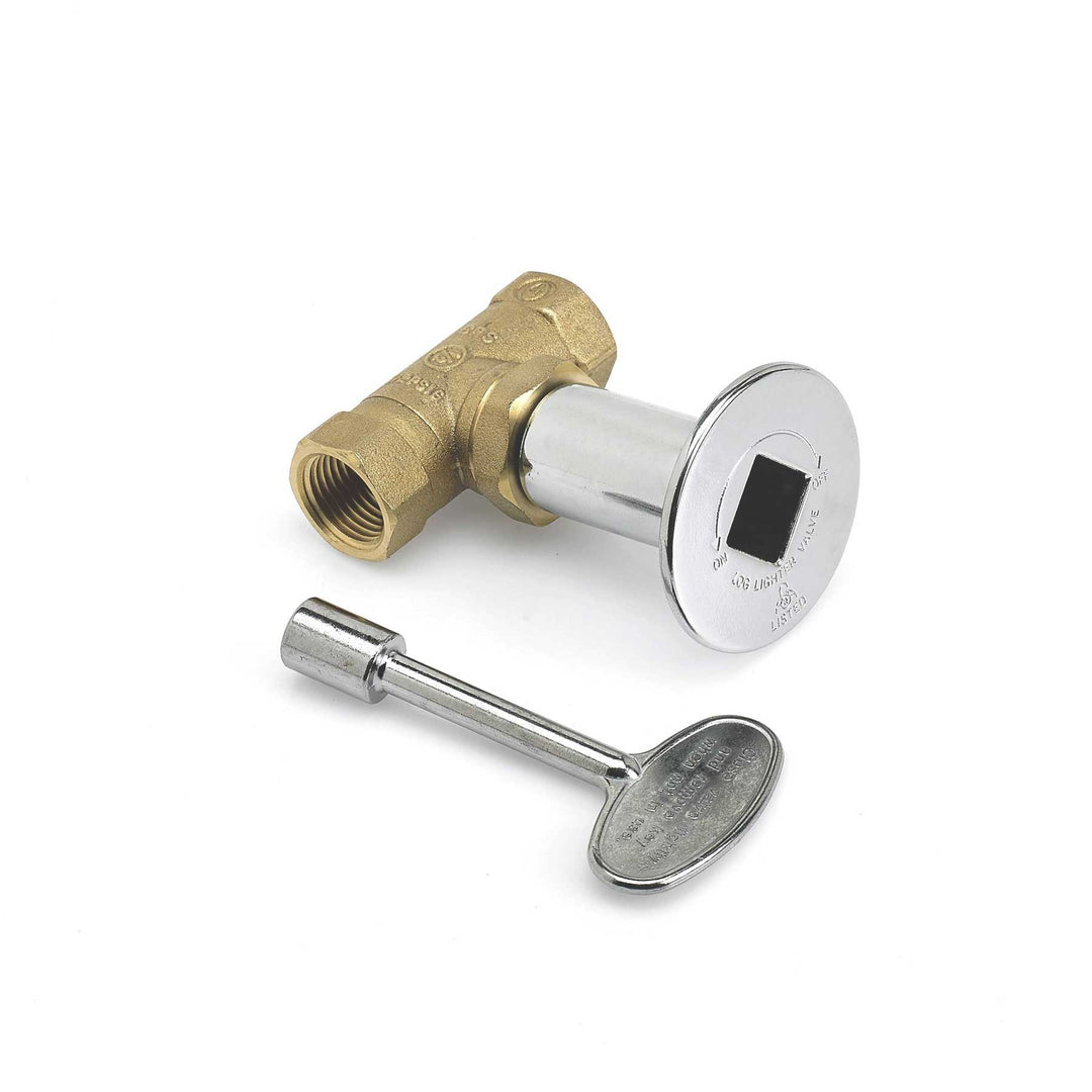 1/2" Chrome Key Valve with Key - Outdoor Fire and Patio