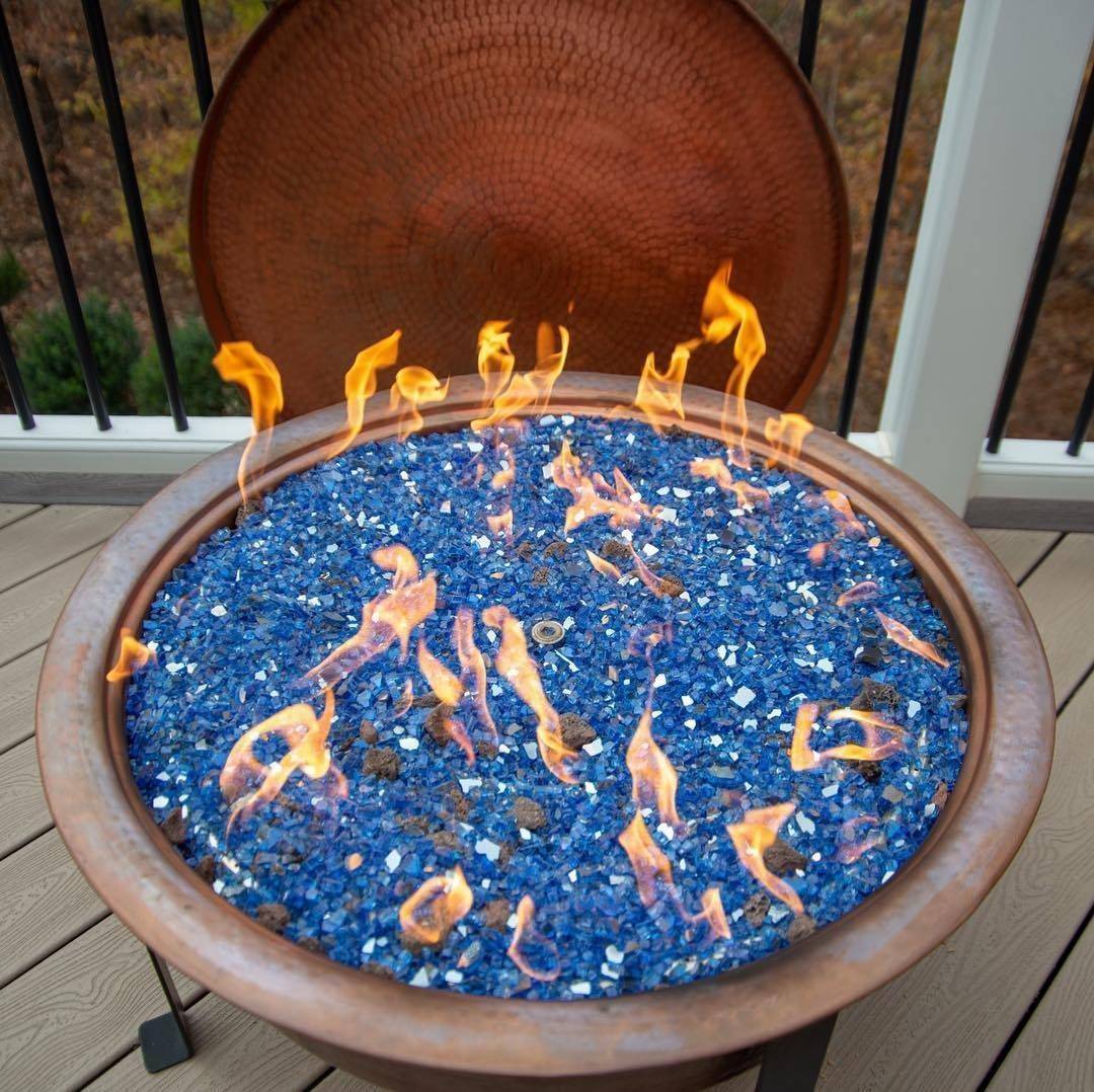 1/2" Cobalt Blue Reflective Fire Glass - Outdoor Fire and Patio