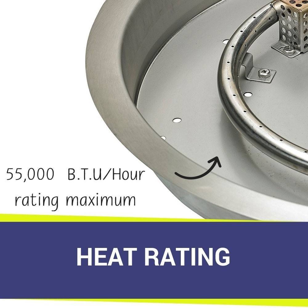 19" Round Stainless Steel Drop - in Fire Pit Pan With Flame Sensor Ignition kit - CSA Certified - Outdoor Fire and Patio