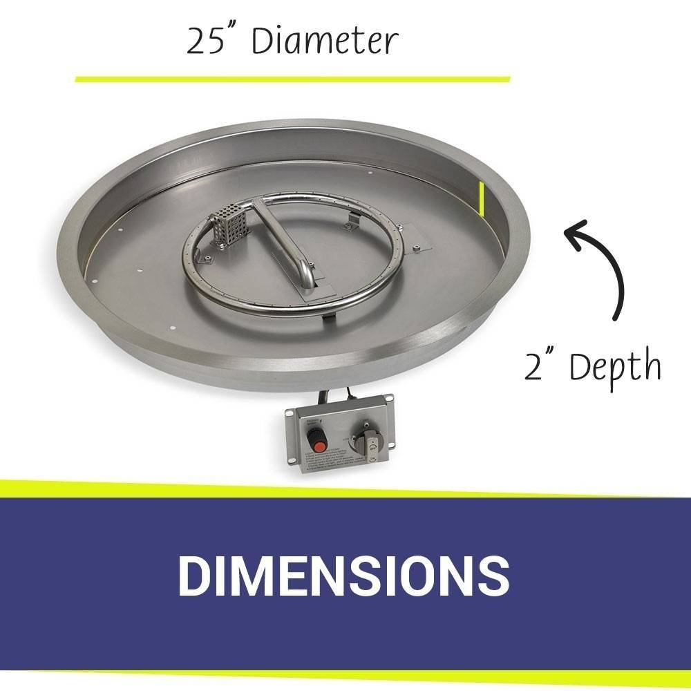 19" Round Stainless Steel Drop - in Fire Pit Pan With Flame Sensor Ignition kit - CSA Certified - Outdoor Fire and Patio