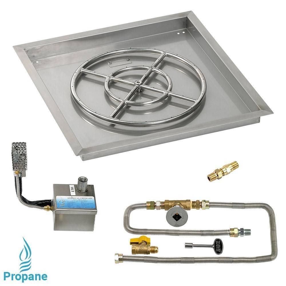 24" Drop in Burner Pan. Square. Automated - Outdoor Fire and Patio