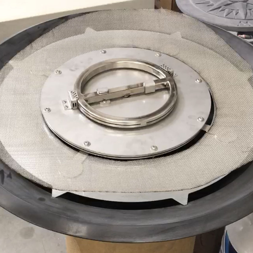 31" Pebble Tec Copper Fire Bowl Round - Hammered Copper - Outdoor Fire and Patio