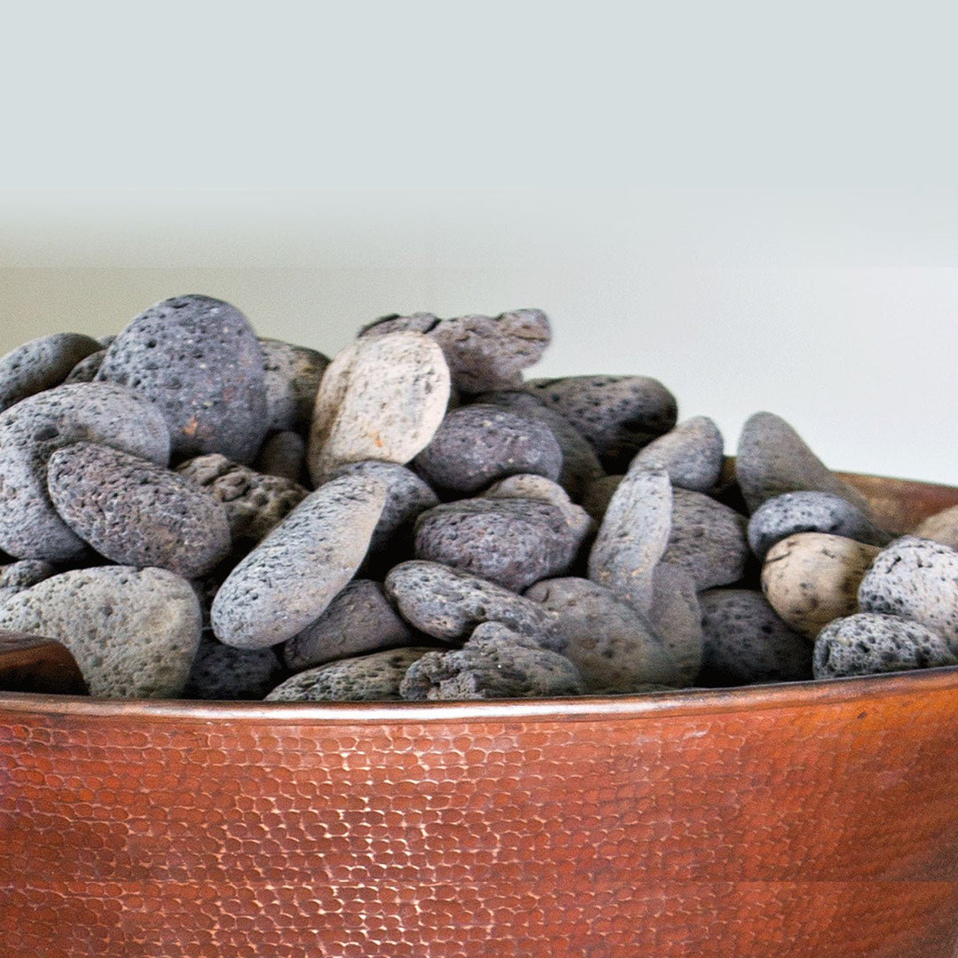 31" Pebble Tec Copper Fire Bowl Round - Hammered Copper - Outdoor Fire and Patio