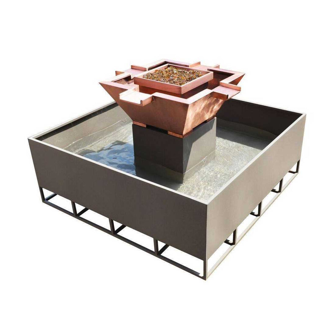 Stainless Steel Fire & Water Bowl w/ 4 Scuppers - Outdoor Fire and Patio
