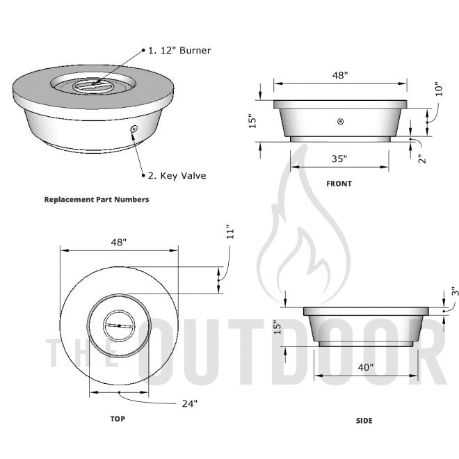 48" Tempe Fire Pit Table - Outdoor Fire and Patio