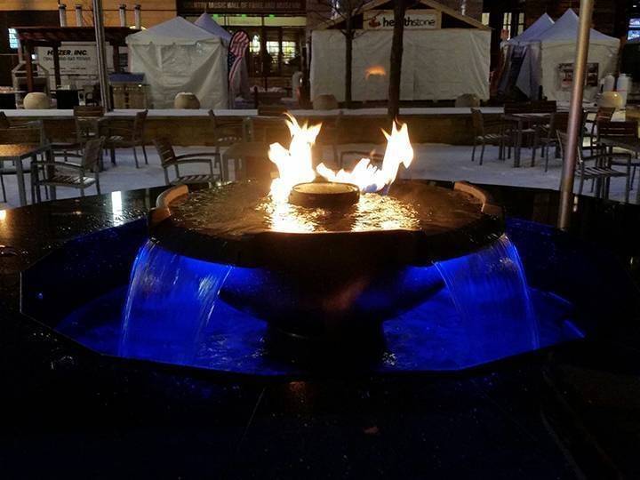 FIRE ON WATER - H2OnFire - Black Concrete w/ 4 Scuppers - Outdoor Fire and Patio