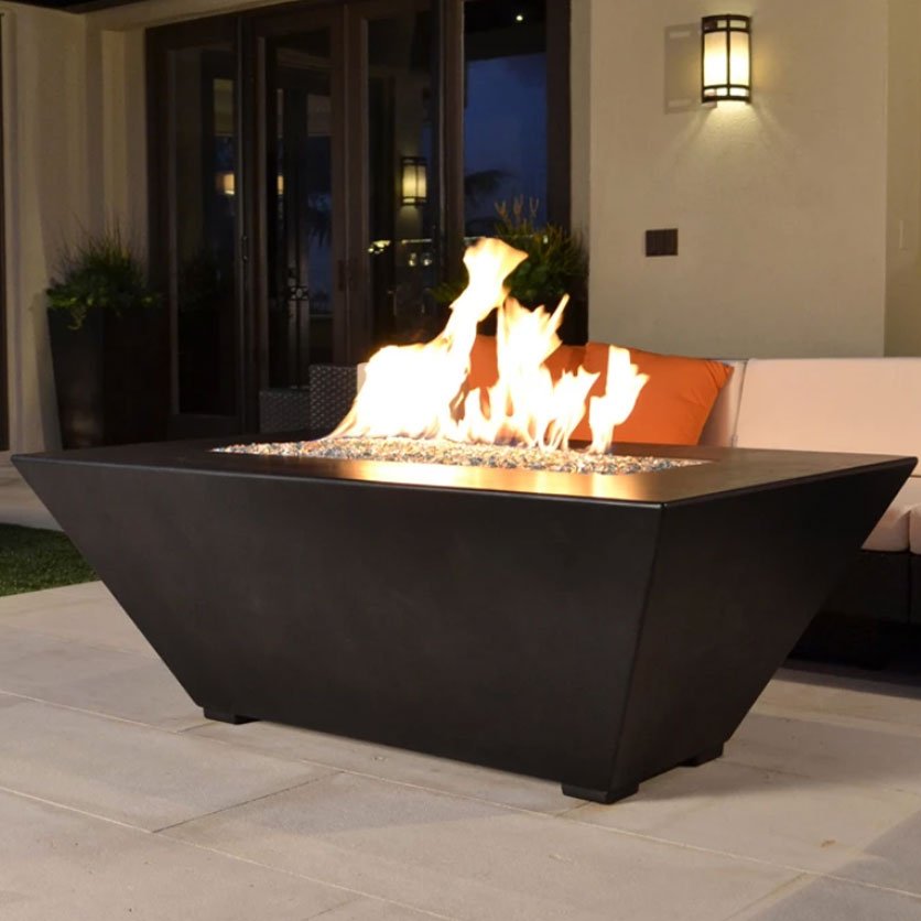 60" x 36" Burbank Concrete Fire Table - Outdoor Fire and Patio